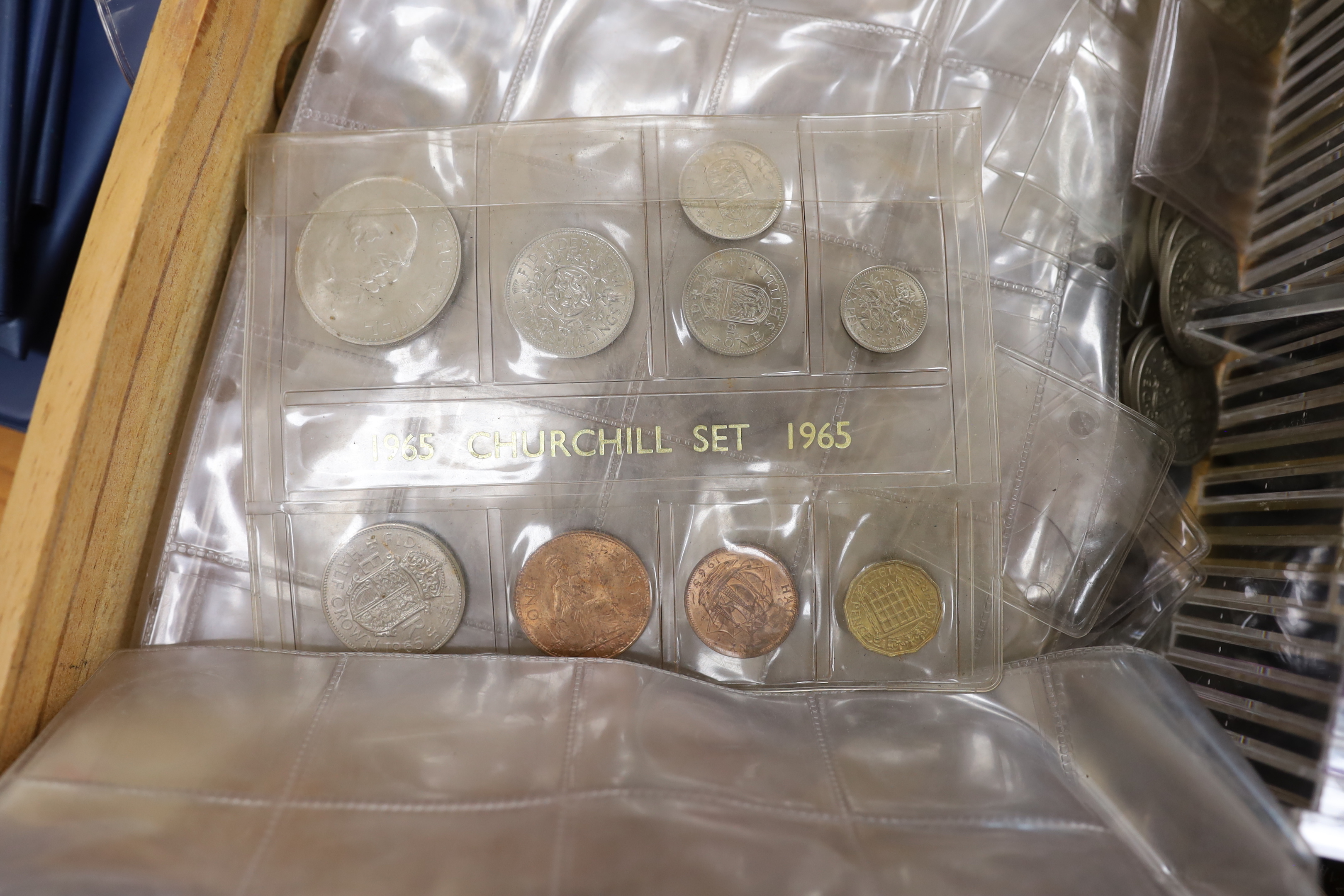 British coins, George VI to QEII including commemorative crowns, decimal coins sets, etc.